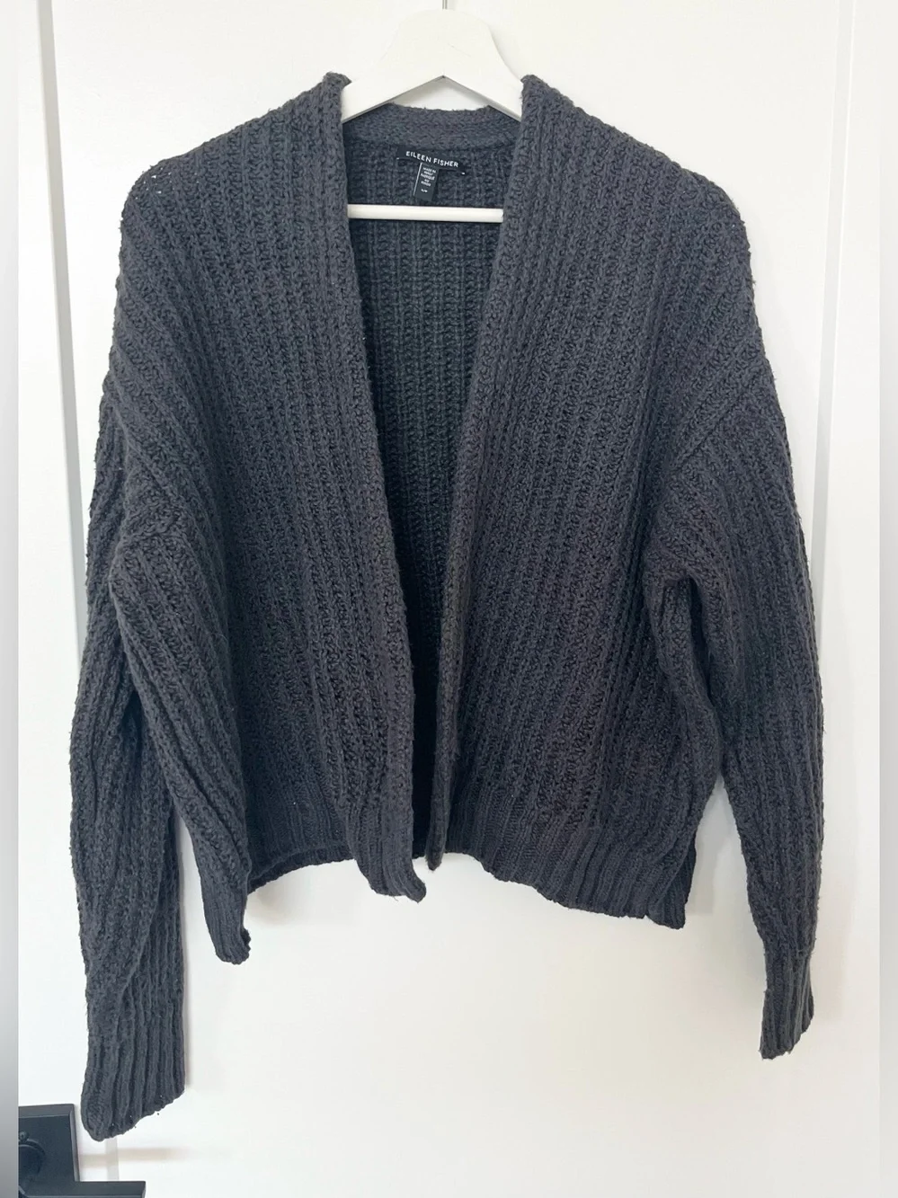 Eileen Fisher Ribbed Knit Cardigan Sweater Dark Gray Women’s Size S - Picture 1 of 8